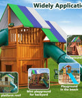 Swing Set Replacement Tarp 52 X 90 Inches For Kid Friendly Playset Canopy Waterproof And UV Shield Roof Cover shown on playground roof