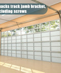 Garage interior with 8 Piece Garage Door Track Jamb Brackets Kit With 16 Sets Screws And Nuts Replacement installed.