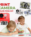 No Ink Instant Print Kids Camera With 2.4 Inch Screen And 1080P Video Selfie Mode 10X Zoom Includes 3 Paper Rolls Stickers And Markers Safe Thermal Printing For Mess Free Real Photo Prints Dope Creative Gift For Boys And Girls Ages 3 To 10, red front view