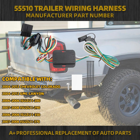 4 Pin Flat Trailer Wiring Harness Kit For Chevy Colorado And GMC Canyon 2004 Through 2012 With Isuzu I Series 2006 Through 2008