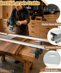 No Bull 6061 Aluminum 50 Inch Router Sled For Flattening Massive Wood Slabs in use on thick wood slab with router.