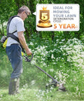 Man using Autofeed Weed Wacker String Replacement For Cordless Trimmers 0.065 Inch Refills in a garden