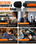 Handy Decibel Meter For Home, Office And Factory, Digital Sound Level Meter With AC Weighting, Reads 30 To 130 dB, Fast And Slow Response, Max And Min Readouts, LCD Screen, Neighbors Noise Checker, Vitality Orange, shown in use