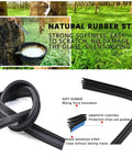 Natural rubber strip used for windshield wipers, soft material with graphite coating, shown in flexible form.