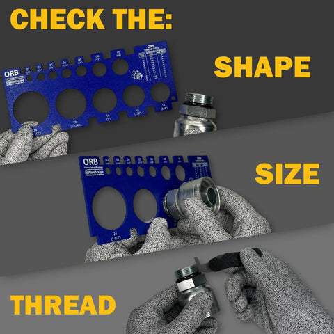 Pro Grade Thread Identification Kit With Pitch Gauge And Fitting Cards, Six Measurement Cards For NPT NPSM ORFS JIC ORB SAE 45 Fittings.