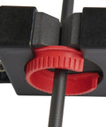 Close-up of Twist Lock Fishing Rod Rack for Wall Mount Stores Four Rods Black Finish With Soft Foam Grip Pads