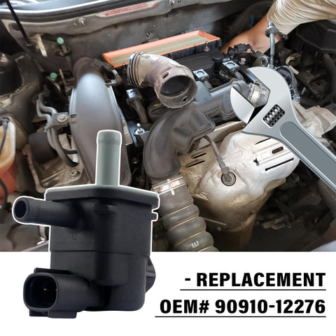 Plug And Play Purge Valve Solenoid For Cars Replacement OEM 9091012276 installed in engine, detailed view with wrench.