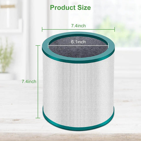 Dyson Compatible Replacement Filter 2 Pack For Pure Cool Link TP01 TP02 TP03 AM11 BP01 with size dimensions.