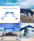 10x10 Ft Beach Shade Canopy Tent With 8 Sandbags, UPF Fifty Plus Sun Shelter For Beach Camping Fishing And Backyard, Elevated 7.7 Ft Height comparison