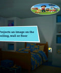 Paw Patrol Led Night Light Projector With Dusk To Dawn Sensor projecting image on nursery ceiling above bed