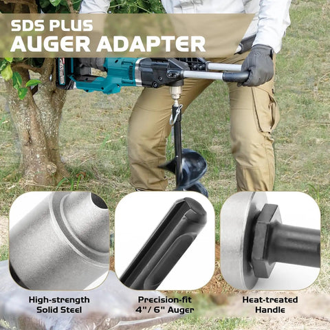 Round Shank Auger Drill Adapter For Electric Drills To Ground Drills Earth Auger Converter Head With SDS Plus Fit Two Slot View