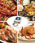 10000 BTU Propane Portable Stove For Outdoor Camping Single Burner Stainless Steel Cooktop With Hose For BBQ Grilling Frying And Boiling Durable Rust Resistant Outdoor Cooker surrounded by various cooked dishes