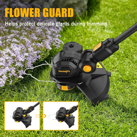 3 In 1 Cordless String Trimmer Edger And Mini Mower For 20V Max Batteries 12 Inch Cut 8500 RPM Auto Feed Weed Wacker with flower guard