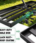 Heavy Duty Lawn Leveling Rake With 78 Inch Long Handle 36 By 12 Inch Head Ground Leveler, black rust-proof coated metal head