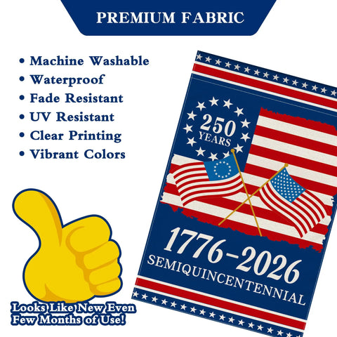 250th Anniversary America Garden Flag Double Sided USA Flag 1776 2026 Commemorative Patriotic Banner for Yard 12 by 18 Inch Waterproof