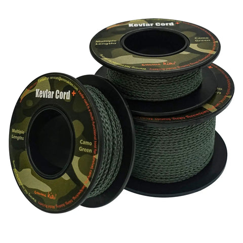 Spools of camo green Braided Kevlar Paracord 1.1mm 200Lb Break Strength 30Ft for tactical use and survival gear