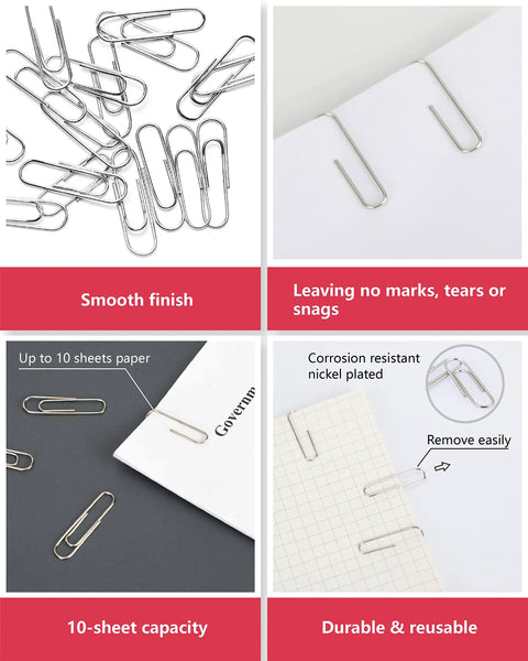 Durable Anti Rust Silver Paper Clips For Office School And Home Use One Point Three Inch Medium Clips 600 Count In Six Boxes