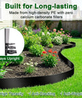 Garden displaying No Dig Landscape Edging Kit 33 Ft Long 4 Inch Tall Black Plastic Border with flowers alongside pathway.