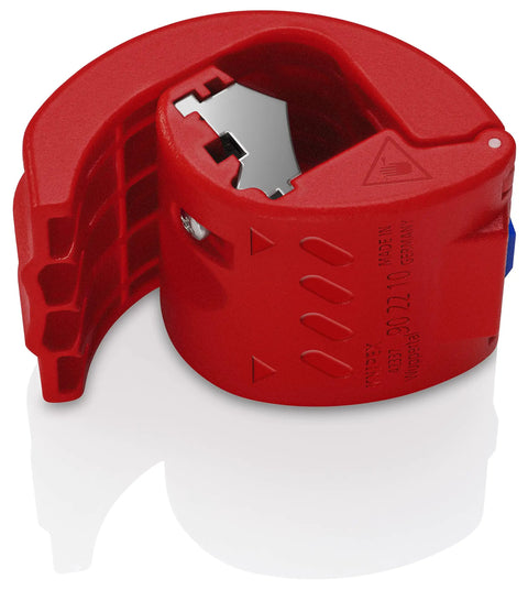 BiX Pipe Cutter for 3/4 Inch to 2 Inch Pipes with 3/32 Inch Wall Thickness, red and blue handle, open reversible blade head