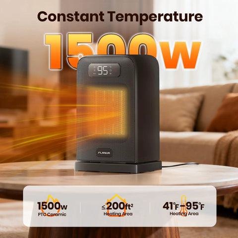 Indoor Space Heater With Remote Control 1500W Desk Heater For Office And Home 4 Modes With ECO 12H Timer on table