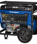 Gas Powered Portable Backup Generator With Remote Start And Auto Choke, 12500 Peak Watts And 9500 Running Watts, showing outlets.