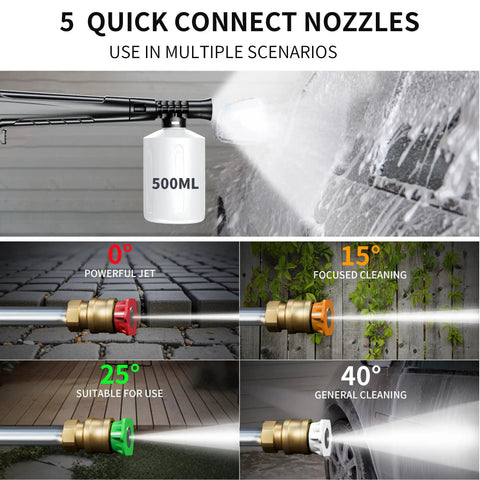 Beast Mode Cleaning Power With 5000 Max PSI Pressure Washer Touchscreen Control And Foam Cannon Eight Spray Levels Four Nozzles