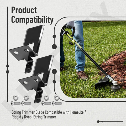 2 Pack Line Cutting Blade For Homelite RY15523A And RY15523AVNM String Trimmers shown installed and separately