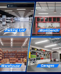 Ten Pack 4ft Linkable LED Shop Light Fixture 4400 Lumens, 42W, 5000K Daylight White used in parking lot, workbench, warehouse, garage