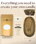 Sand Candle Kit With 24 Wicks And Ivory Pearled Wax Beads 1 Pound Includes Wood Holder Unscented Aroma Beads