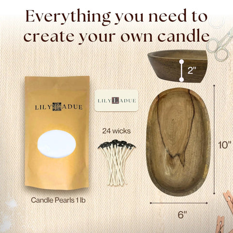 Sand Candle Kit With 24 Wicks And Ivory Pearled Wax Beads 1 Pound Includes Wood Holder Unscented Aroma Beads