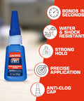 Heavy Duty Super Glue for Fast, Strong Bond on Plastic, Wood, Metal and Crafts, Clear Liquid Adhesive With Quick Dry Cyanoacrylate Formula