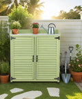 Outdoor Potting Bench With Metal Work Top And Cedar Wood Build, Waterproof Garden Storage Cabinet And Tool Station For Backyard Patio Lawn, 38 Inch By 18 Inch Work Surface, Backyard Must Have All In One Yard Organizer
