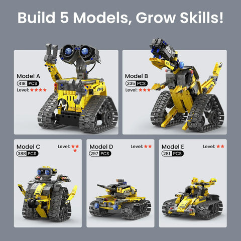 STEM Robot Building Kit For Kids Aged 8 to 12 With Remote Control Cool Hands On Robotics Toy For Boys And Teens Learn Coding Engineering And Problem Solving The Ultimate Gift For Birthday Or Holidays, 5 models