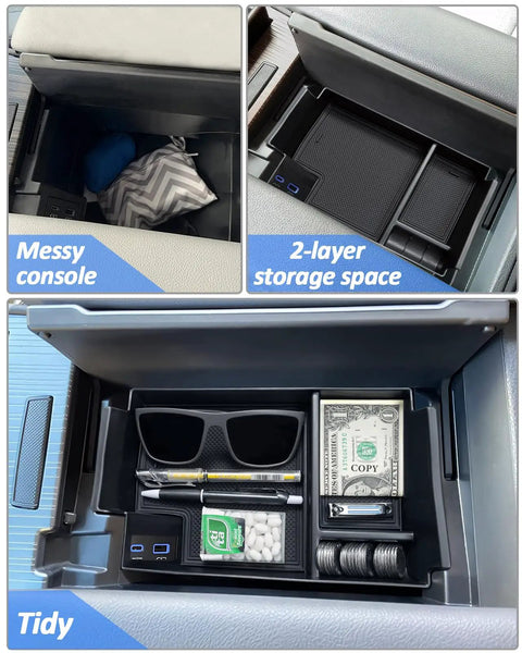 Console Organizer For Toyota Sienna 2021 2022 2023 2024 2025 2026, Armrest Center Tray with tidy storage compartments