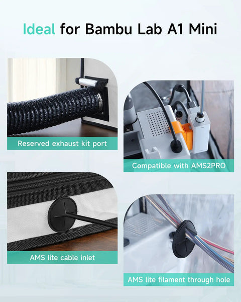 Heavy Duty 3D Printer Enclosure For Bambu Lab A1 Mini With Integrated Led And Temp Control Built To Keep Your Workspace Chill And Crush All Warping Stress For Nailed Prints Daily In Sleek Light Grey