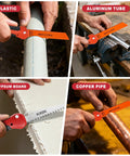 2 In 1 Folding Hand Saw For DIY Projects, Compact Drywall Cutter With Quick Change Multi Cutting Blade Hacksaw cutting various materials.