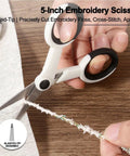 Heavy Duty Sewing Scissors Set All Purpose 8 Inch Fabric Scissors, 5 Inch Embroidery Snips, 4 Inch Detail Scissors, 5 Inch Thread Snips For Sewing Quilting Tailoring Dressmaking Craft Projects 5-inch slanted-tip embroidery scissors cutting thread