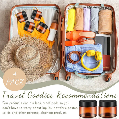 200 Piece 2 Oz Amber Plastic Cosmetic Jars Collection Round Travel Toiletry Containers With Secure Screw Top Lids Perfect For Storing Moisturizers Ointments And Liquids A Hella Solid Go Bag Staple That Is A Total Game Changer