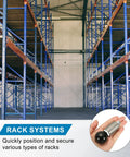 2 Pack Spring Loaded Pull Pins With Ball Knobs Rock Solid Alloy Steel Plungers For Weight Racks And Shelving Fixtures, shown in rack systems.