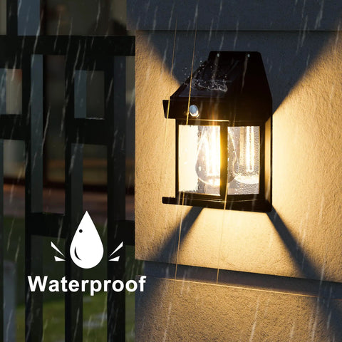 Outdoor Solar Wall Lights 2 Pack, Waterproof Brighter Porch Square Lights With Motion Sensor, 3 Modes, 120 Degree Detection installed