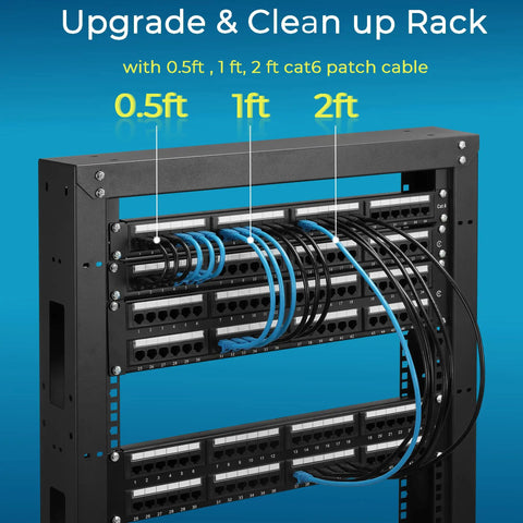 Cat6 Patch Cables 1Ft Short Ethernet Cords 24 Pack For Patch Panel To Switch Quick Setup High Speed 10G Ready installed in rack