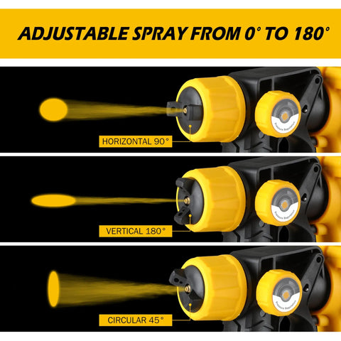 Top Tier 1000W HVLP Electric Paint Sprayer With Beast Mode Motor showing adjustable spray settings at 90, 180, and 45 degrees.