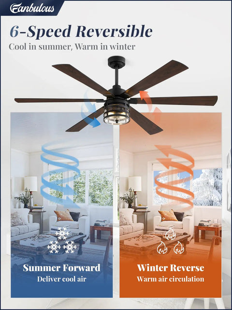 65 Inch Farmhouse Ceiling Fan With Lights And Remote Beast Mode Air Movement Industrial Vibe Six Speed Reversible DC Motor