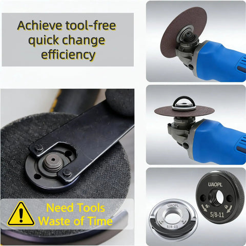 Two Pack Five Eighths Inch Eleven Thread Angle Grinder Flange Nuts With D Ring for quick disc changes on grinders