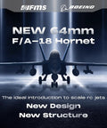 64mm F18 Hornet EDF RC Jet Fighter Aircraft PNP silhouette with text promoting new design and structure against a moody backdrop.