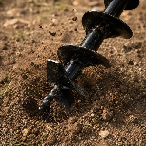 Six Inch Replacement Auger Bit For Post Holes And Fence Holes Built For Earth Digger Planting Drills in action
