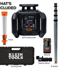 Green Self Leveling Rotary Laser Level Kit With Plumb Spot For Pro Grade Precision In Horizontal And Vertical Alignment, 1150 Foot Range With Detector, Rechargeable, Tripod, 9 Foot Grade Rod, Carrying Case, Class 3R, with tripod, detector, and case