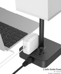 Touch Control Bedside Table Lamp With USB-C USB-A Ports And Two AC Outlets, LED Desk Light With power strip close-up