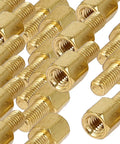 Heavy Duty M3 Brass Motherboard Standoffs Male To Female Thread Hex Spacer Screws pack of twenty pieces arranged closely.