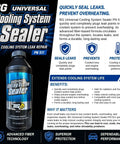 BG Universal Cooling System Sealer Stops Leaks Fast Radiator Heater Core 12 Oz with a sleek bottle design for engine care.